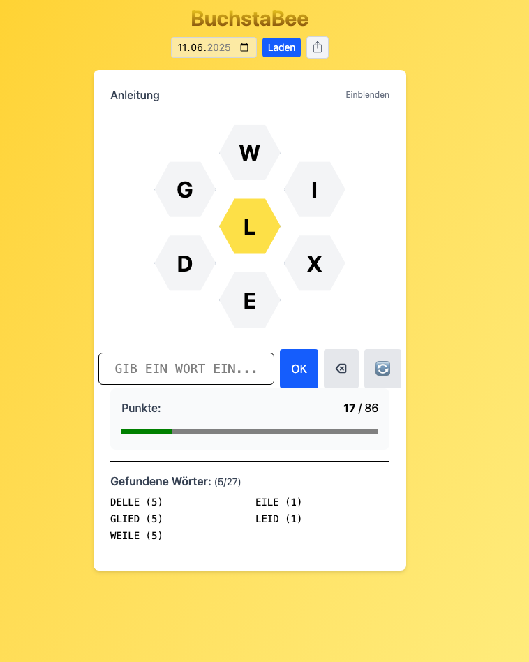 BuchstaBee Spiel Screenshot