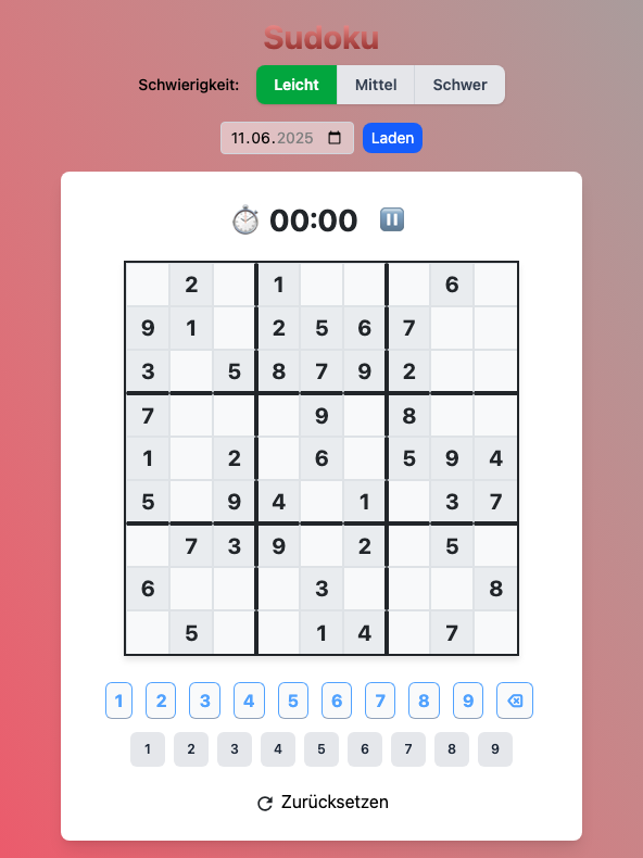 Sudoku Spiel Screenshot
