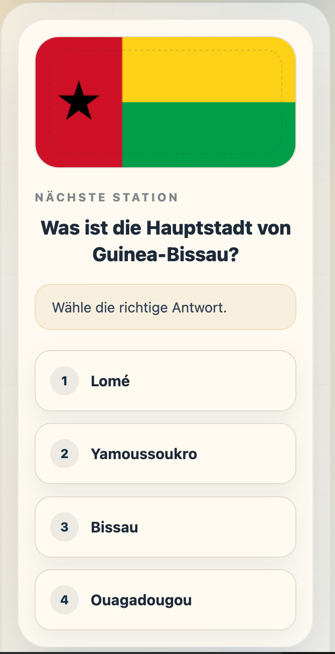 CapitalQuiz – Spiele CapitalQuiz und verbinde Länder, Hauptstädte und Flaggen. Wie weit trägt dich deine Serie?